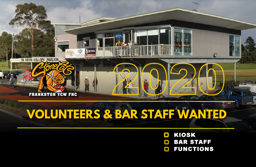 Volunteer & Bar Staff Wanted in 2020